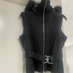 Bebe Black Quilted Vest w/ Detachable Hood